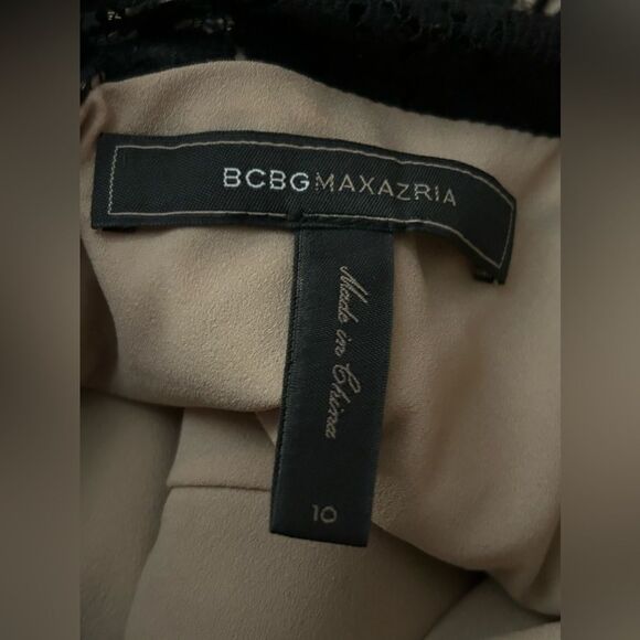 BCBG Maxazria Alice Dress black crochet lace overlay size 10 EUC back zip - Picture 13 of 16